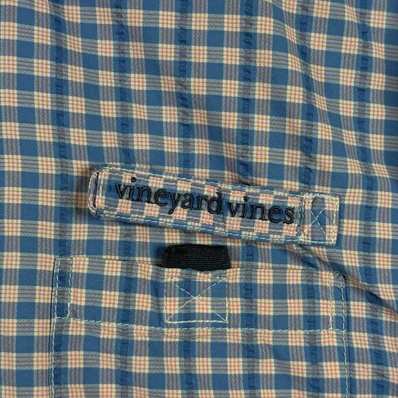 Vineyard Vines Shirt Mens Medium Blue Check Harbor Vented Lightweight Fishing - Picture 4 of 16